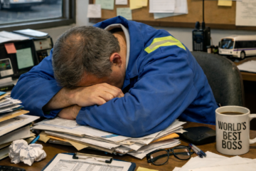 Transit line supervisor at desk